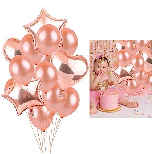 Evisha 4 Pcs Heart Rose Gold Colour Foil Aluminium and 50 Pcs Latex Balloons for Party Decoration| gift for valentine| valentine gift | valentines day gift |valentines day decoration items| party decoration items - Image 1