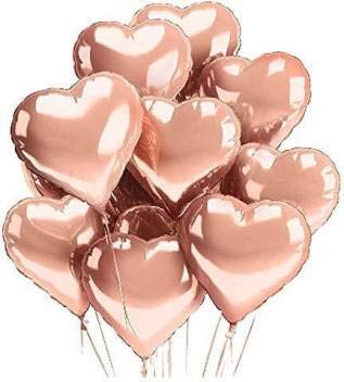 Evisha 4 Pcs Heart Rose Gold Colour Foil Aluminium and 50 Pcs Latex Balloons for Party Decoration| gift for valentine| valentine gift | valentines day gift |valentines day decoration items| party decoration items - Image 2