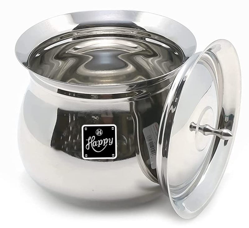 Shopyatri - Gifts For Everyone Happy 700ml Stainless Steel Handi/Biryani Pot/Dahi Handi/Milk Pot with Lid  - Image 2