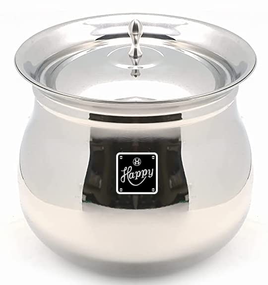 Shopyatri - Gifts For Everyone Happy 700ml Stainless Steel Handi/Biryani Pot/Dahi Handi/Milk Pot with Lid  - Image 1