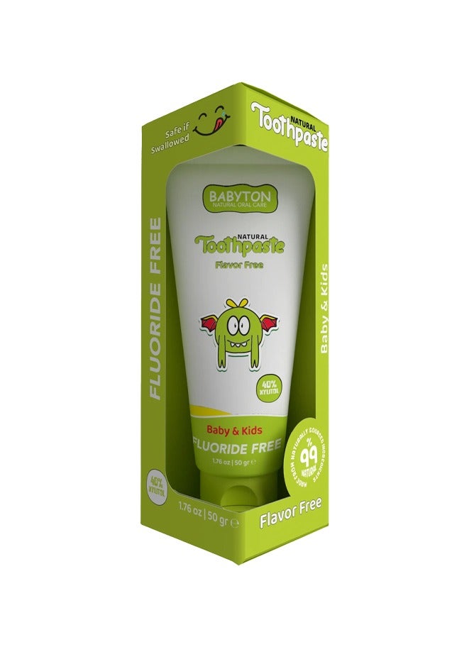 Babyton Natural Toothpaste - Tropical Flavor, Safe for Babies and Kids, Free from SLS/Fluoride/Parabens, 50ml (Flavor Free) - Image 3