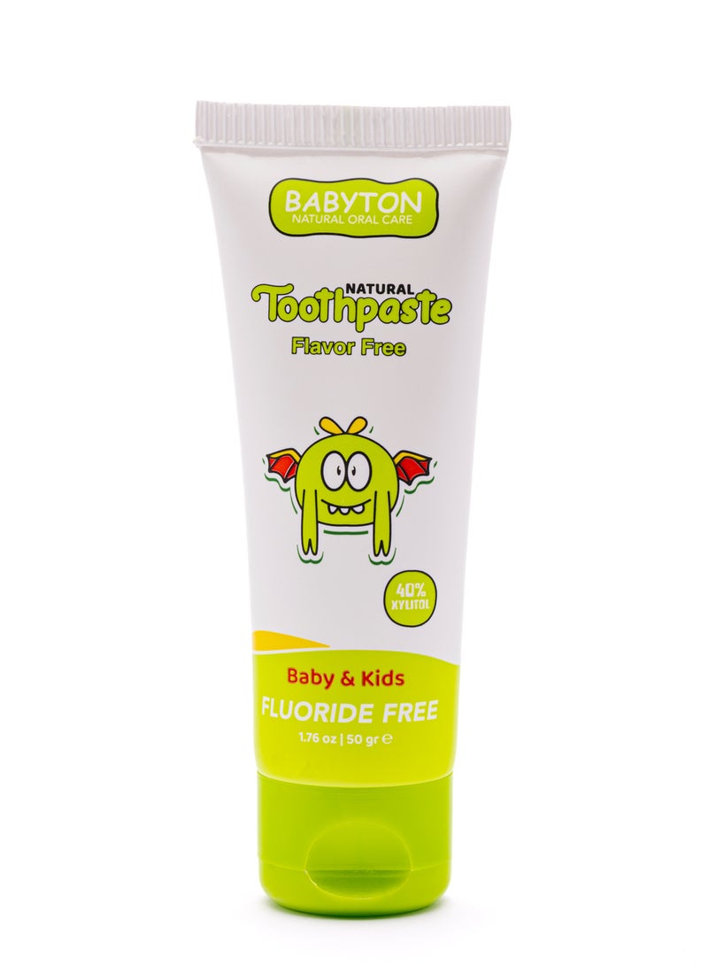 Babyton Natural Toothpaste - Tropical Flavor, Safe for Babies and Kids, Free from SLS/Fluoride/Parabens, 50ml (Flavor Free) - Image 1