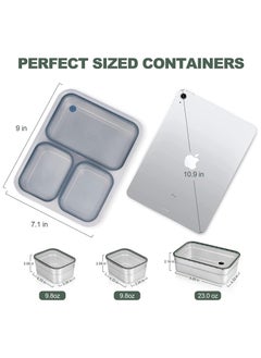 TOMSHOO Stainless Steel Lunch Box for Kids Adults,Insulated Bento Lunch Box with Tableware & Bag,1260ML 3 Compartment Divided Lunch Containers with Lids,Leakproof | BPA Free | Dishwasher Safe（Green）  - Image 3