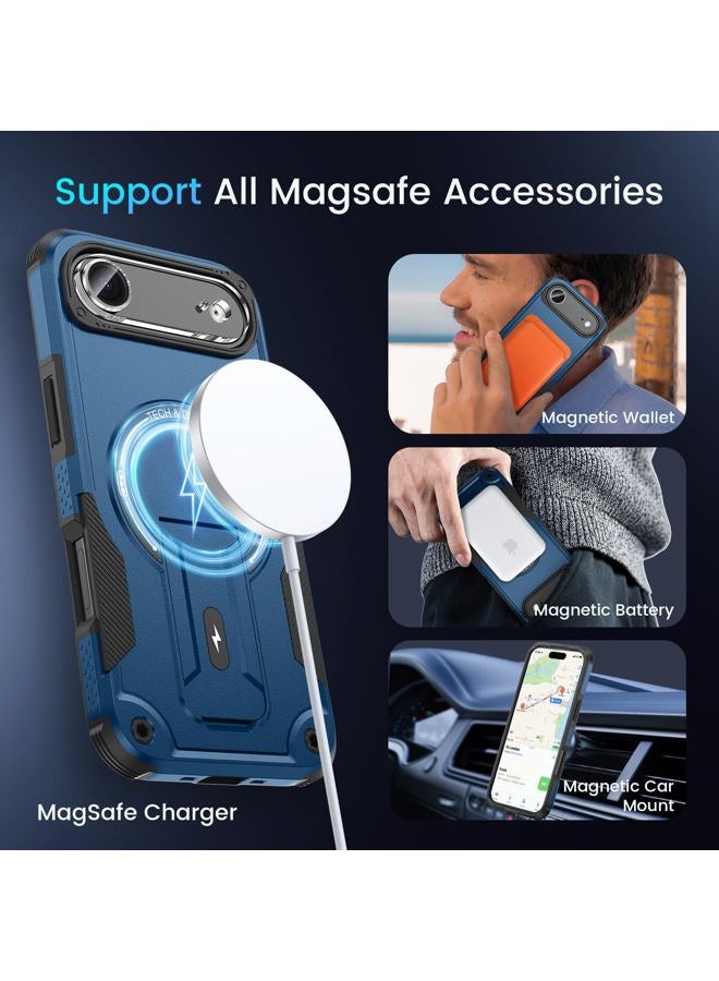 Caka 3 in 1 for iPhone Air Case [Compatible with MagSafe] [Invisible Kickstand] [HD Screen Protector] [Camera Lens Protector], Protective Magnetic Phone Cover for iPhone Air (Blue) - Image 5