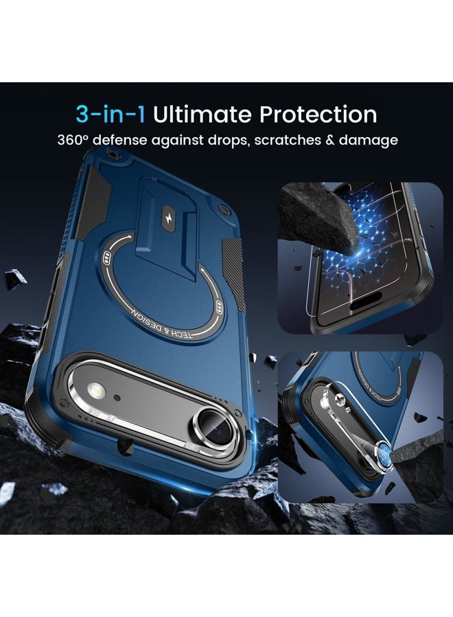 Caka 3 in 1 for iPhone Air Case [Compatible with MagSafe] [Invisible Kickstand] [HD Screen Protector] [Camera Lens Protector], Protective Magnetic Phone Cover for iPhone Air (Blue) - Image 4