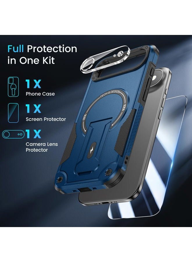 Caka 3 in 1 for iPhone Air Case [Compatible with MagSafe] [Invisible Kickstand] [HD Screen Protector] [Camera Lens Protector], Protective Magnetic Phone Cover for iPhone Air (Blue) - Image 3