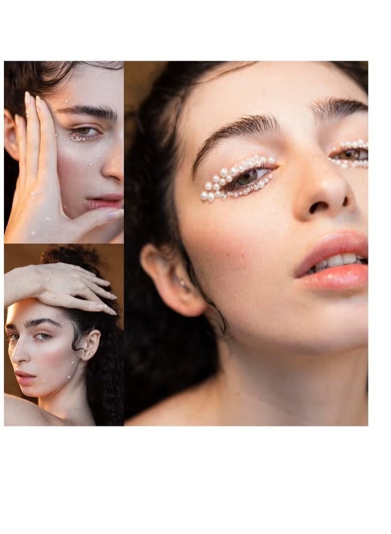 Self Adhesive Pearl Stickers Makeup,White Pearls Gems for Eyes Face Nail Temporary Tattoo Gems Jewelry DIY Crafts Home Decoration Scrapbooking Embellishments Accessories Festival Decorations, 4 Size - Image 4