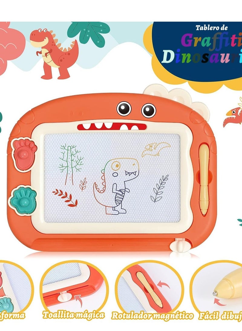 Generic EPANO Dinosaur Doodle Magnetic Drawing Board, 4 Colors Erasable Screen Writing Board Toy, Children Beautiful Whiteboard Doodle, Suitable for 4-8 Years Children (Orange) - Image 1