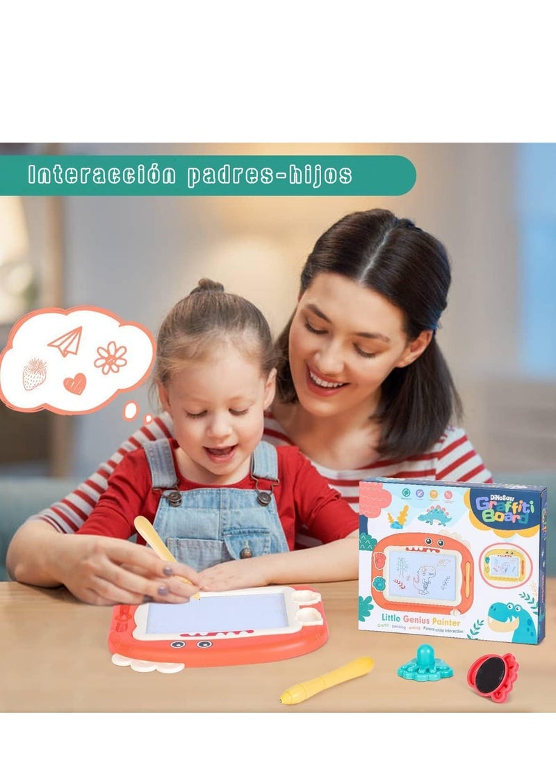 Generic EPANO Dinosaur Doodle Magnetic Drawing Board, 4 Colors Erasable Screen Writing Board Toy, Children Beautiful Whiteboard Doodle, Suitable for 4-8 Years Children (Orange) - Image 3