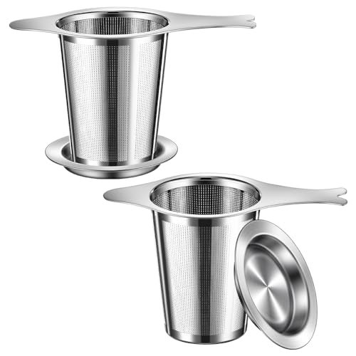 BOMANSI BOMS 2PCS Tea Infuser for Loose Leaf Tea, BOMANSIN BOMS Loose Leaf Tea Steeper Strainer with Double Handles, Extra Fine Mesh Ball Infusers, Diffuser Holder Filter for Mugs, Tea Strainers for Loose Tea - Image 1