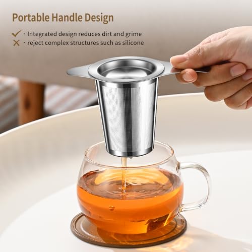 BOMANSI BOMS 2PCS Tea Infuser for Loose Leaf Tea, BOMANSIN BOMS Loose Leaf Tea Steeper Strainer with Double Handles, Extra Fine Mesh Ball Infusers, Diffuser Holder Filter for Mugs, Tea Strainers for Loose Tea - Image 5