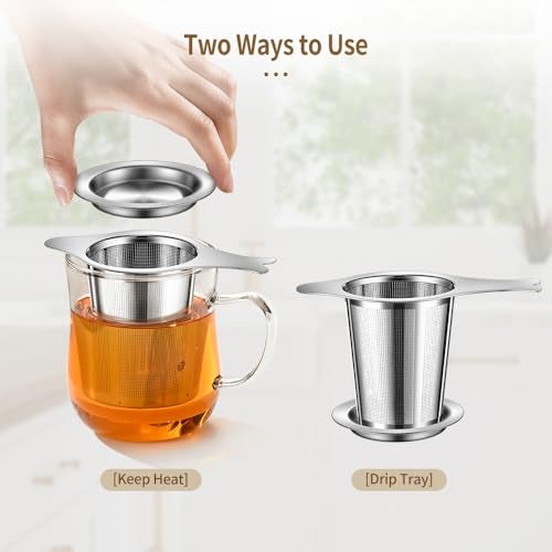 BOMANSI BOMS 2PCS Tea Infuser for Loose Leaf Tea, BOMANSIN BOMS Loose Leaf Tea Steeper Strainer with Double Handles, Extra Fine Mesh Ball Infusers, Diffuser Holder Filter for Mugs, Tea Strainers for Loose Tea - Image 4