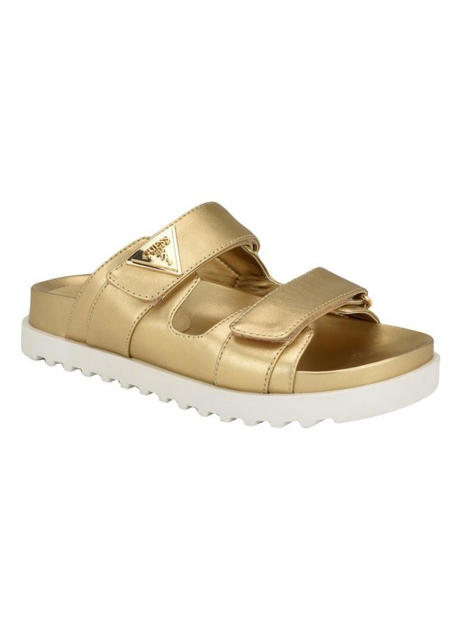 GUESS Women's Fabula Flat Sandal, Gold 710, 36.5 EU - Image 1