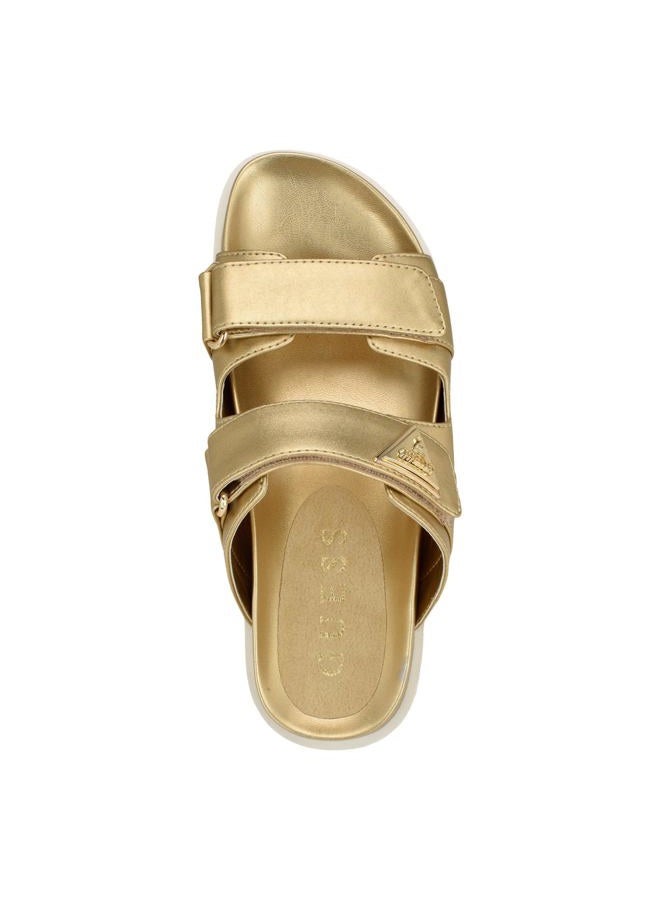 GUESS Women's Fabula Flat Sandal, Gold 710, 36.5 EU - Image 2