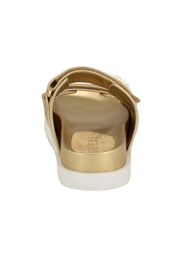 GUESS Women's Fabula Flat Sandal, Gold 710, 36.5 EU - Image 5