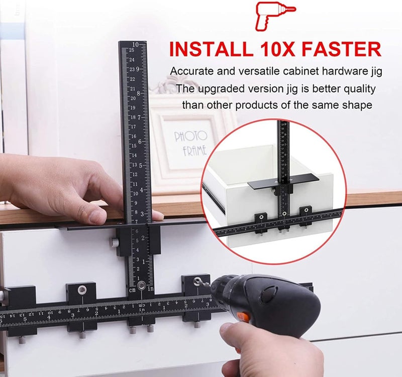 كلاراكو قالب أدوات الخزانة، دليل حفر لتحديد موقع الثقب قابل للتعديل من سبائك الألومنيوم، أداة تثبيت وتد حفر الخشب للتركيب السريع والدقيق للمقابض والمقابض على الأبواب ومقبض الدرج - Image 2