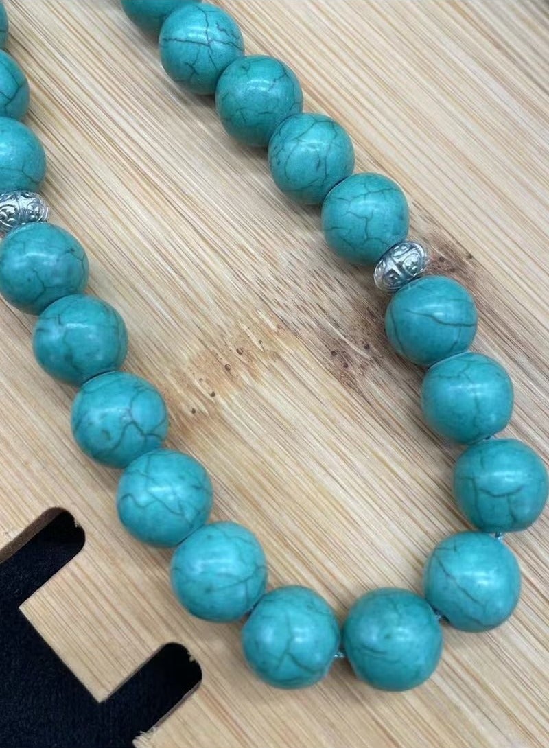 33 خرز صلاة إسلامي من الفيروز الطبيعي ، خرز تسبيح مصنوع يدويا - 10 مم - Image 3