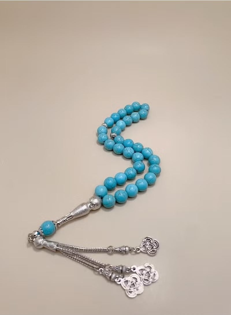 33 خرز صلاة إسلامي من الفيروز الطبيعي ، خرز تسبيح مصنوع يدويا - 10 مم - Image 5