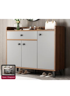 Sharpdo European Style Shoe Cabinet, Large Capacity Entrance Cabinet, Dustproof Moisture-Proof And Odor-Proof 90x30x84cm  - Image 1