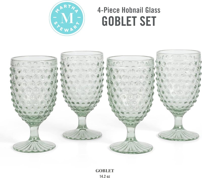 Martha stewart Martha Stewart Chauncey 4Pack 142 oz Hobnail Handmade Glass Goblet  Green  - Image 2