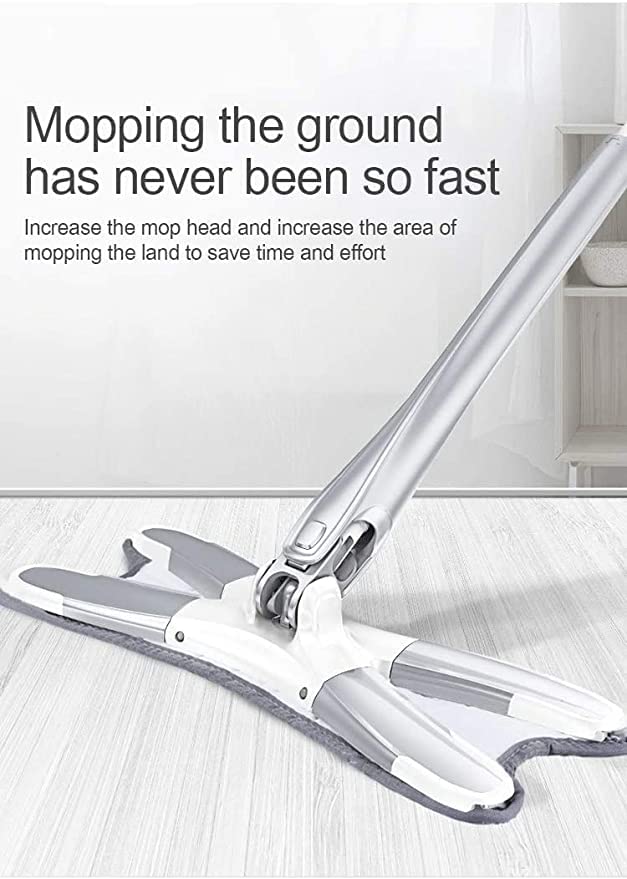 Avinya X Shape Microfiber Mop for Floor Cleaning Dust Mop with Self Wringing Ceramic Floor Wood Floor Cleaner Mop Dry Wet Mop HandsFree Manual Extrusion Household Cleaning Tool - Image 2