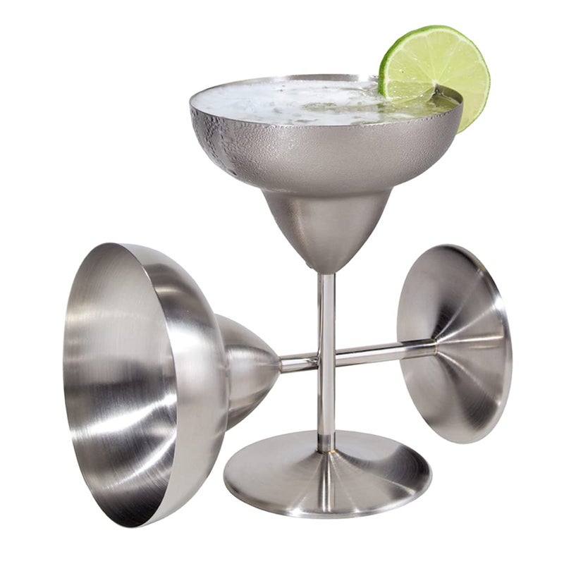 Oggi Stainless Steel Margarita Glasses  12oz Set of 2  Unbreakable Margarita Glasses Ideal Outdoor Margarita Glasses for Boating RV Parties Stylish Cocktail Glasses  Margarita Glass Gift Set