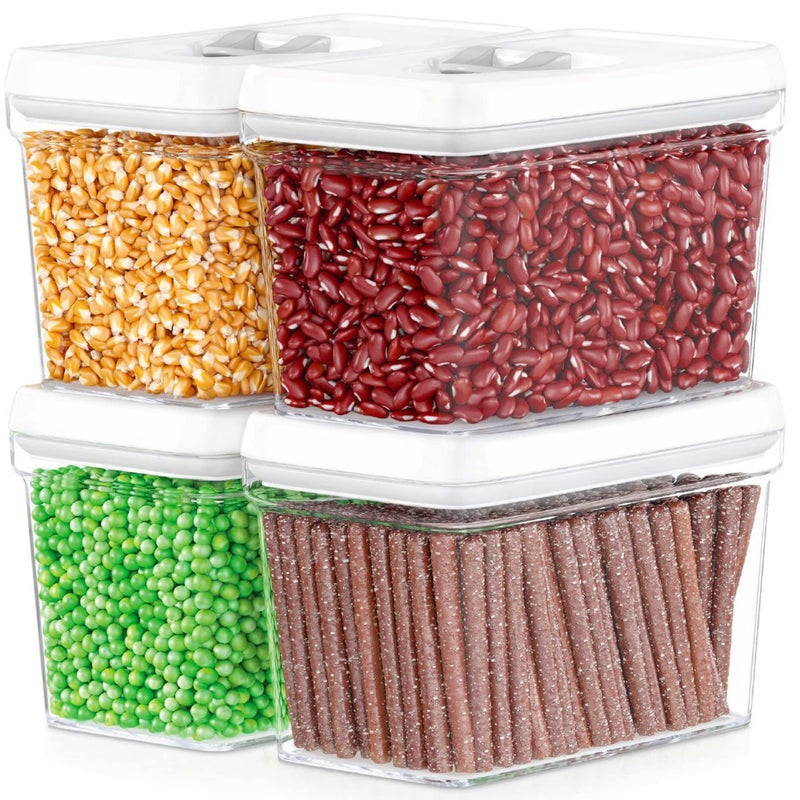 DWLLZA KITCHEN Airtight Food Storage Containers  Pantry Snacks Kitchen Container Baking Supplies 4LB Sugar  Flour Canister  4 Pc Set All Same Size  Clear Plastic BPAFree  Keeps Fresh  Dry