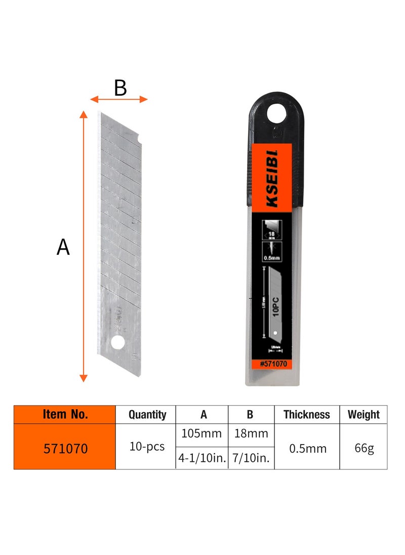 KSEIBI Utility Knife Spare Blade 10-PC, SK5 Steel Heavy Duty Box Cutter Replacement Blades with Plastic Box, Multipurpose Standard Size Blades for Drywall, Leather, Rubber and More.  - Image 5