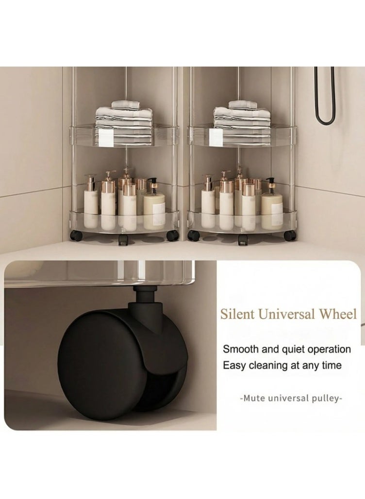 4-Tier Corner Shelf with Wheels – Stainless Steel & Plastic Rolling Storage Rack for Kitchen, Bathroom & Living Room - Image 3