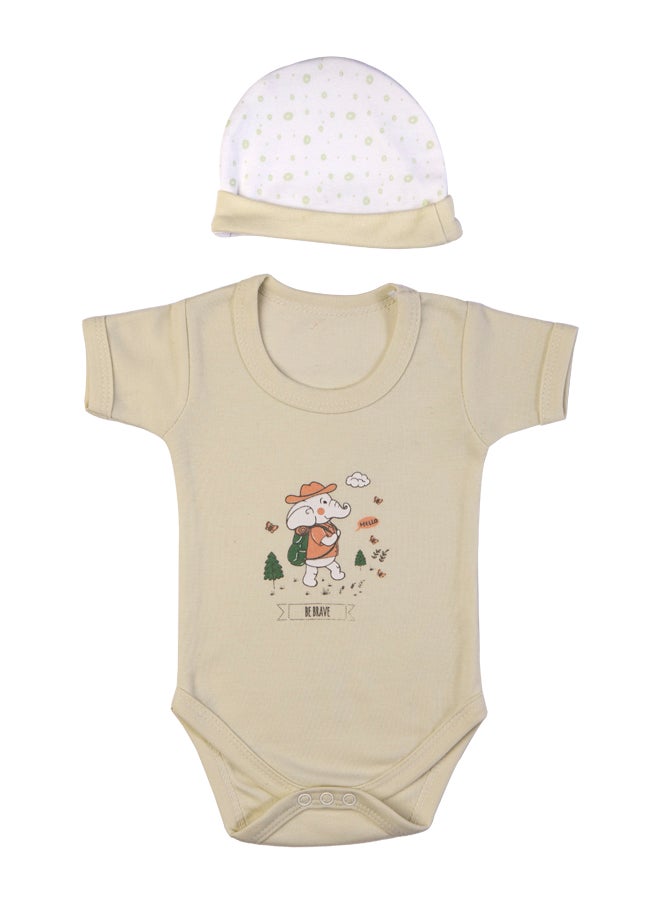 Babies Basic 5 Piece Unisex 100% Cotton Gift Set Include Bib, Romper, Mittens, Cap And Sleepsuit/Jumpsuit- Be Brave  - Image 4