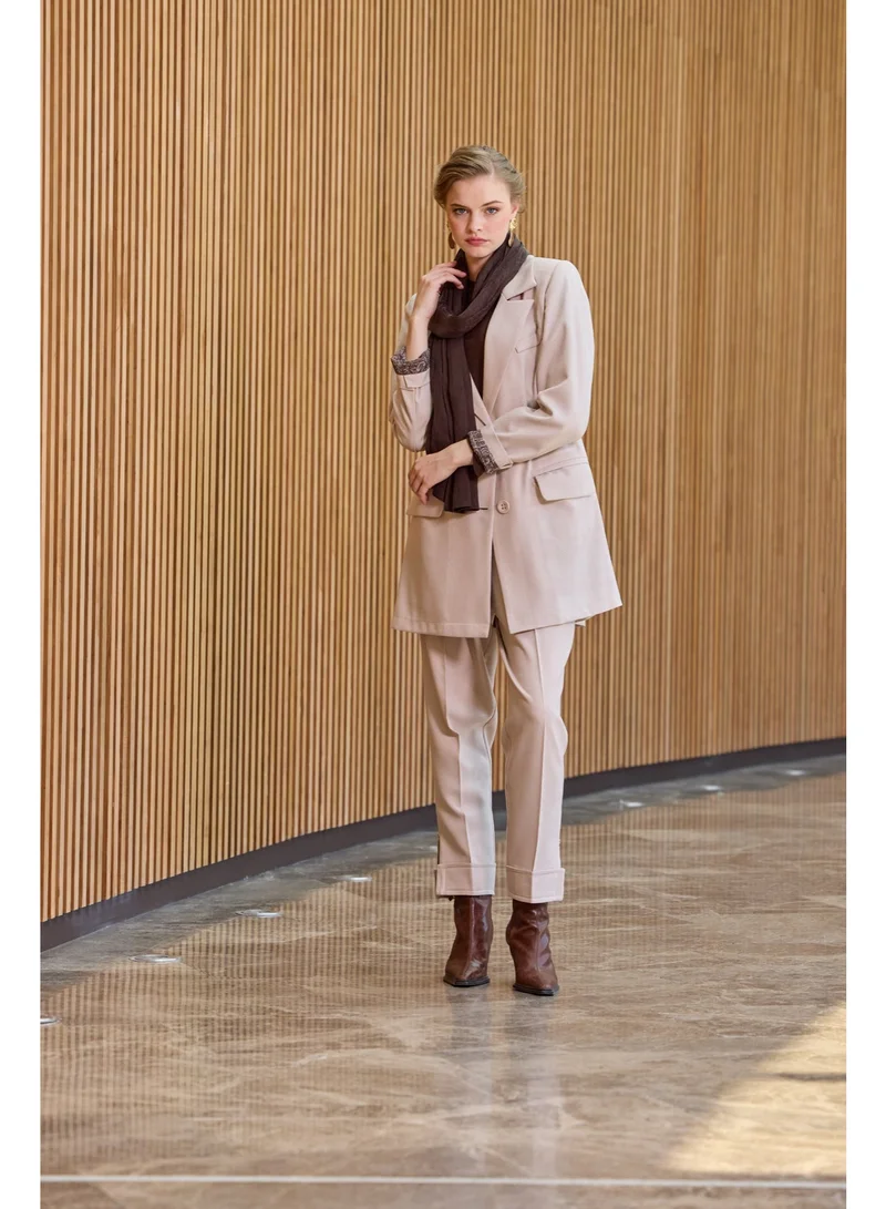 MissWhence Black Tailored Power Suit - Stone