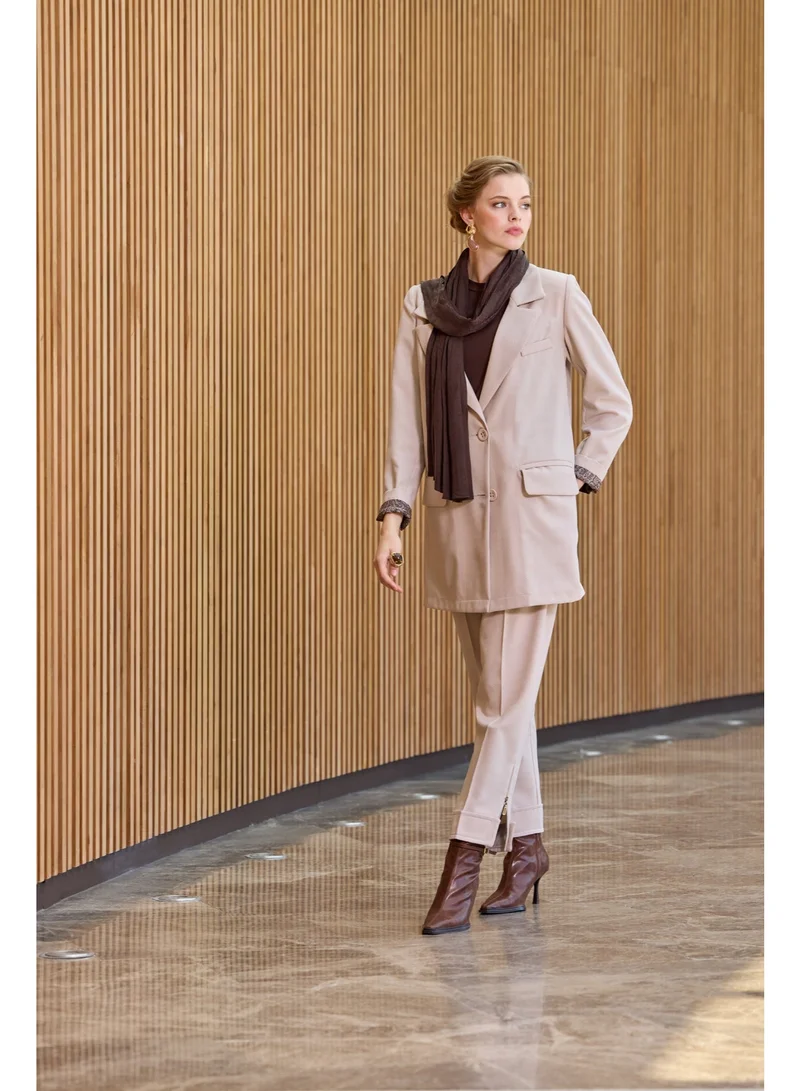 MissWhence Black Tailored Power Suit - Stone