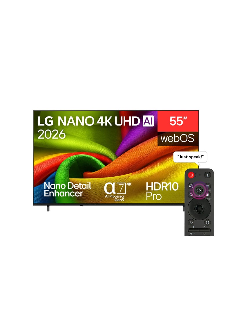 LG 55 inch LG NANO 4K UHD AI NU84B Smart TV 2026 - 55NU840B6LA black - Image 1