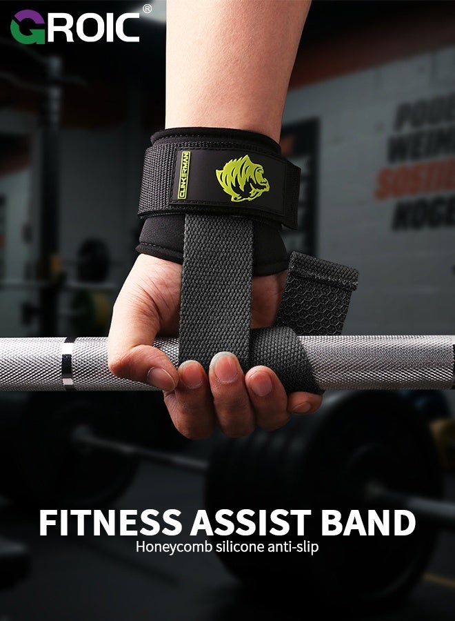 GROIC Weight Lifting Straps, Wrist Cushion, 2-Pack Black Polyester-Cotton Deadlift Straps, Non-Slip Palm Protection for Powerlifting, Strength Training and Pull-Ups, Lifting Wrist Wraps with Silicone Grip - Image 5