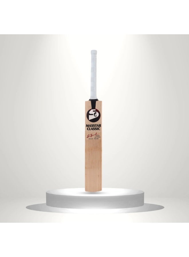 SG Maxstar Classic English Willow Cricket Bat Size 5 - Premium Traditionally Shaped Junior Hard Pressed Leather Ball Bat With Cane Handle - Image 3
