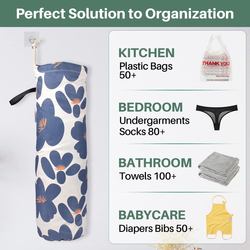 TOGETRUE Plastic Bag Holder, Lightweight Grocery Bag Holder for Plastic Bags, Wall Mount Floral Shopping Bags Dispenser Organizer for Kitchen Pantry Outdoor (Classic Blue) - Image 5