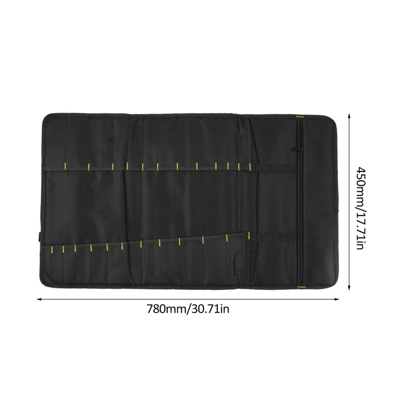PENGGONG Tool Roll Bag 600D Oxford Cloth 24 Open Tool Slots Waterproof - Multi Pockets Organizer with Zipper Pocket for Repairers Electricians Plumbers - Image 2