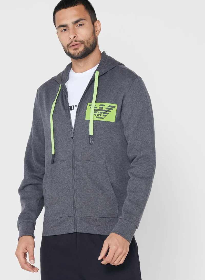 EMPORIO ARMANI Logo Zip Through Hoodie