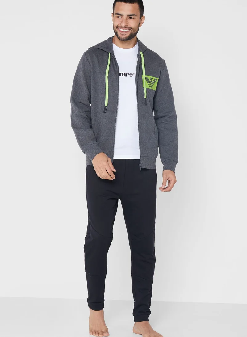 EMPORIO ARMANI Logo Zip Through Hoodie