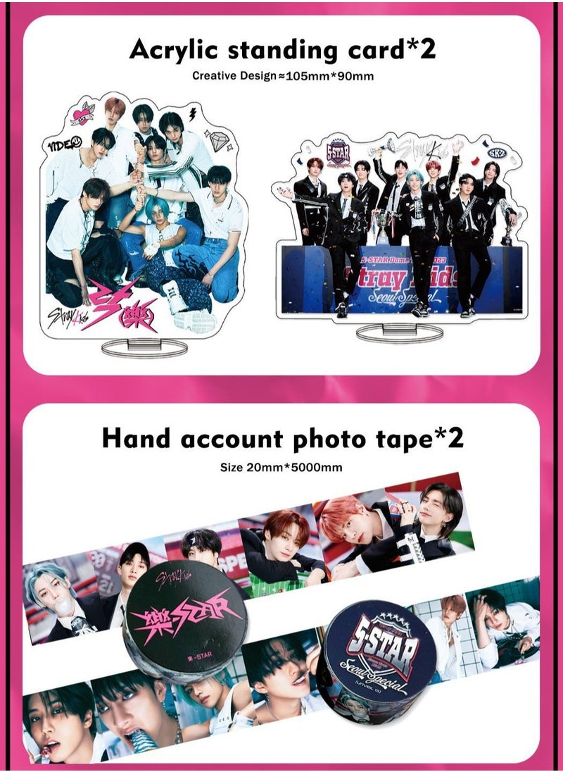 EHOME StrayKids Album Rock Star Gift Box Set With Lomo Cards, Acrylic Stand, Hand Account Tape, Lanyard, Stickers, Photo Card  - Image 3