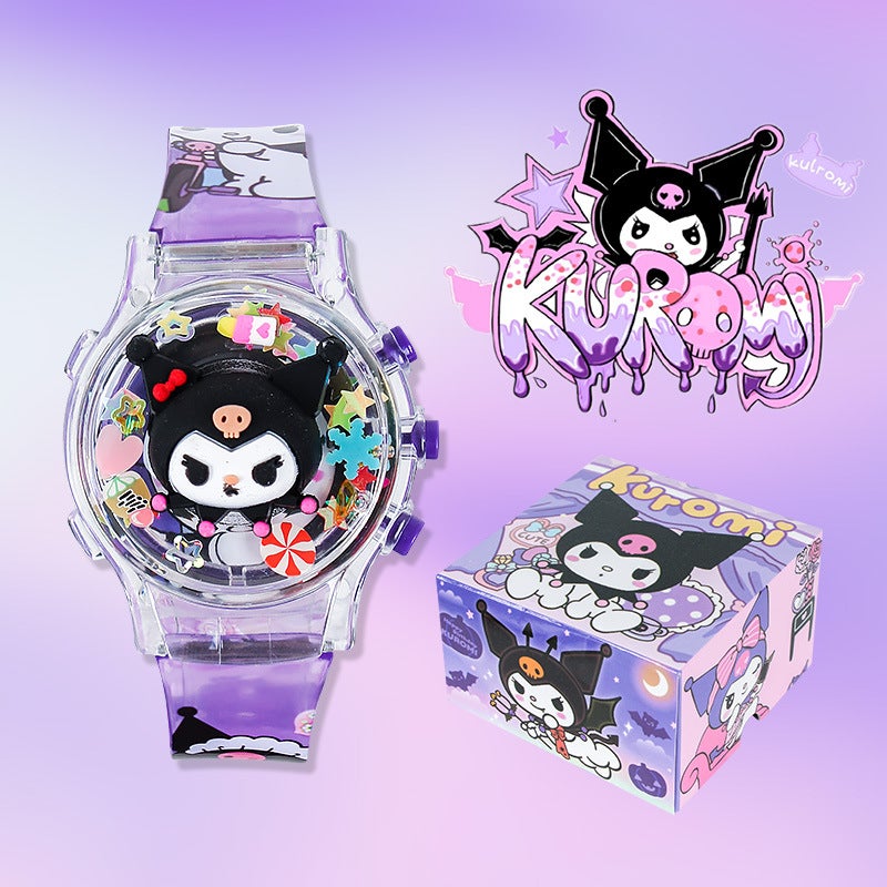 Rotating Musical Light-Up Kids Watch Belt style opp bag kuromi - Image 5