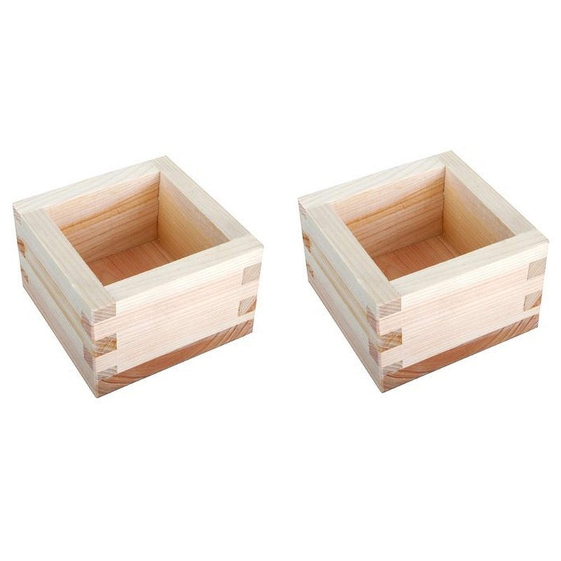 JapanBargain JapanBargain 2757, Wooden Sake Cups Masu Japanese Hinoki Wood Saki Cup Box Made in Japan, Plain, 4 ounce, Set of 2  - Image 1