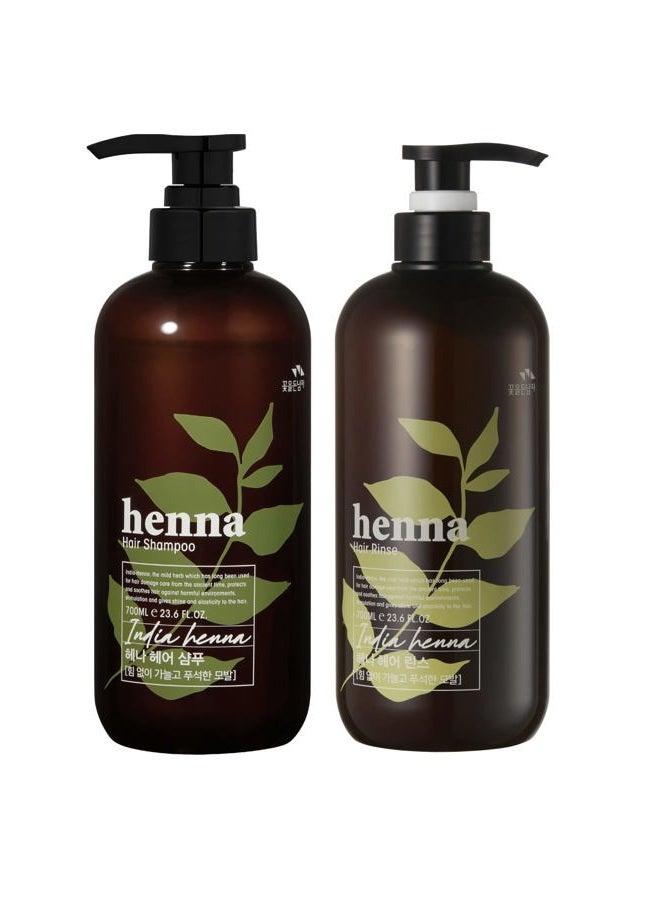 COSMOCOS Henna Hair Shampoo 700ml + Rinse 700ml - Strengthening, Nourishing, Repairing - Hair Care - Shampoo and Conditioner - Image 1