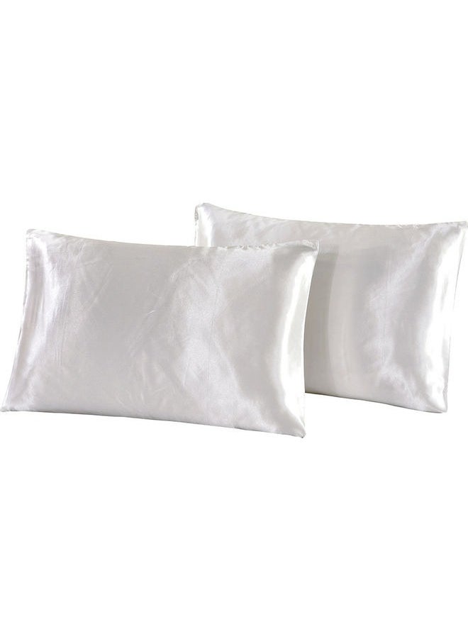 Y&D Silk Satin Pillowcase for Hair and Skin Queen - White Silk Pillowcase 2 Pack 76L x 51W CM (30x20 Inches) - Satin Pillow Cases Set of 2 with Envelope Closure (2pcs White)  - Image 1