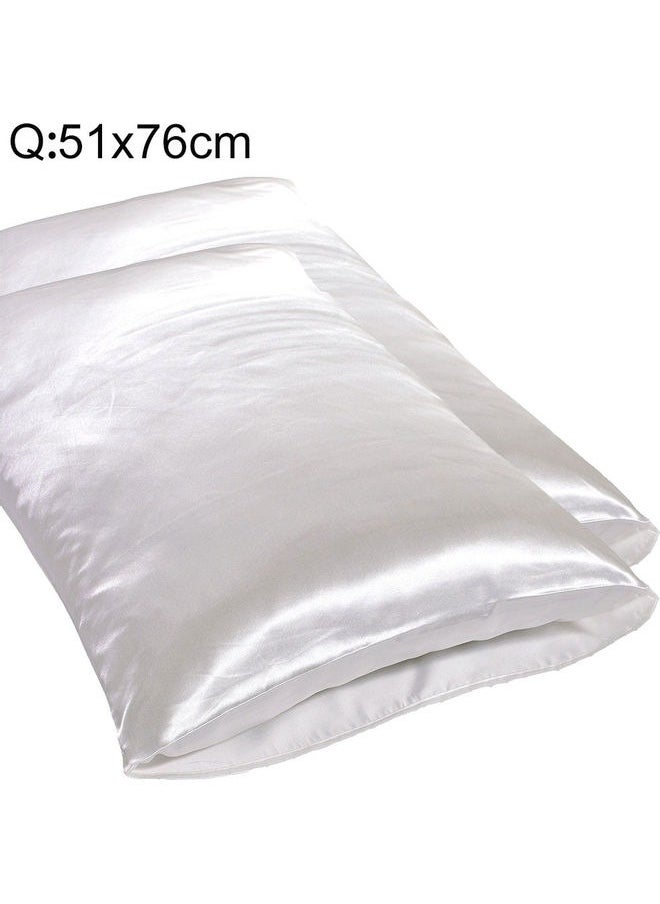 Y&D Silk Satin Pillowcase for Hair and Skin Queen - White Silk Pillowcase 2 Pack 76L x 51W CM (30x20 Inches) - Satin Pillow Cases Set of 2 with Envelope Closure (2pcs White)  - Image 2