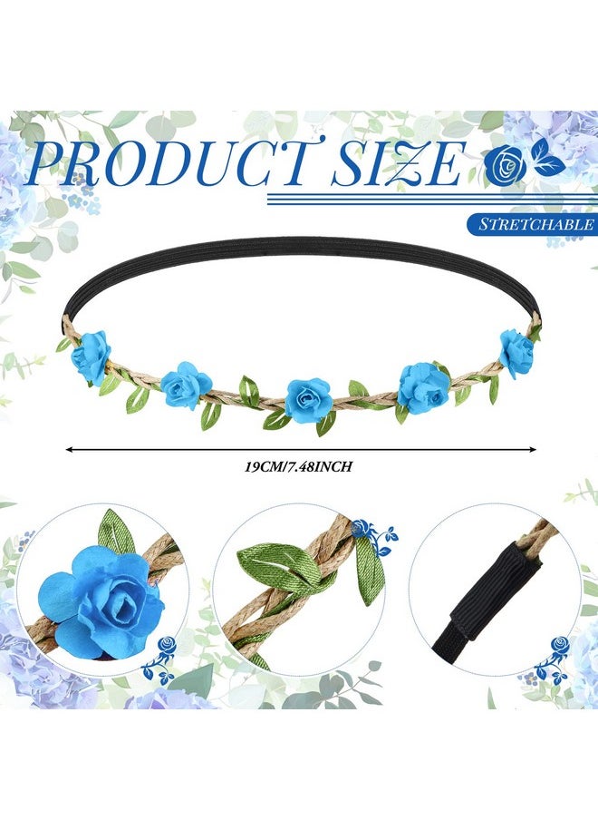 Chuangdi 50 Pcs Multicolor Flower Headband Flower Crowns Wreath Headband Garland Floral Headband With Elastic Bohemian Fairy Ribbon Floral Crown Headpiece Hair Band Accessories For Girl Women Wedding Vacation  - Image 3