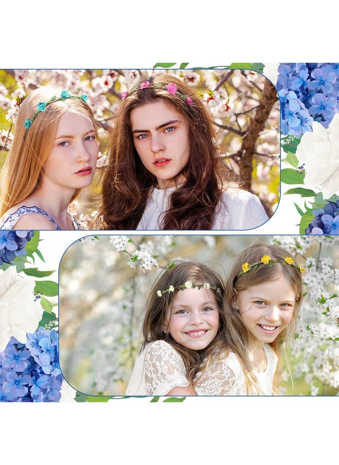Chuangdi 50 Pcs Multicolor Flower Headband Flower Crowns Wreath Headband Garland Floral Headband With Elastic Bohemian Fairy Ribbon Floral Crown Headpiece Hair Band Accessories For Girl Women Wedding Vacation  - Image 4