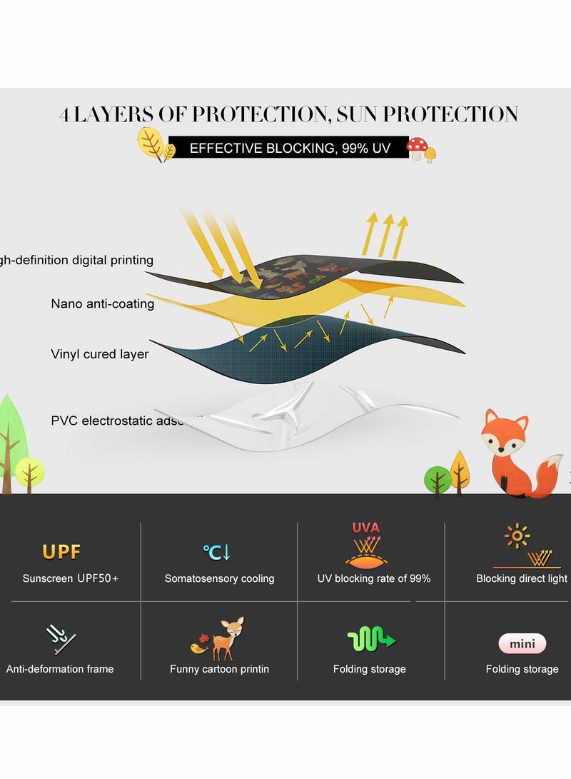 SOLARAE Car Side Window Sun Shade for Baby Kid, 2 Pcs UV Block Sunlight Protection, Cartoon Giraffefor Window Shield - Image 2