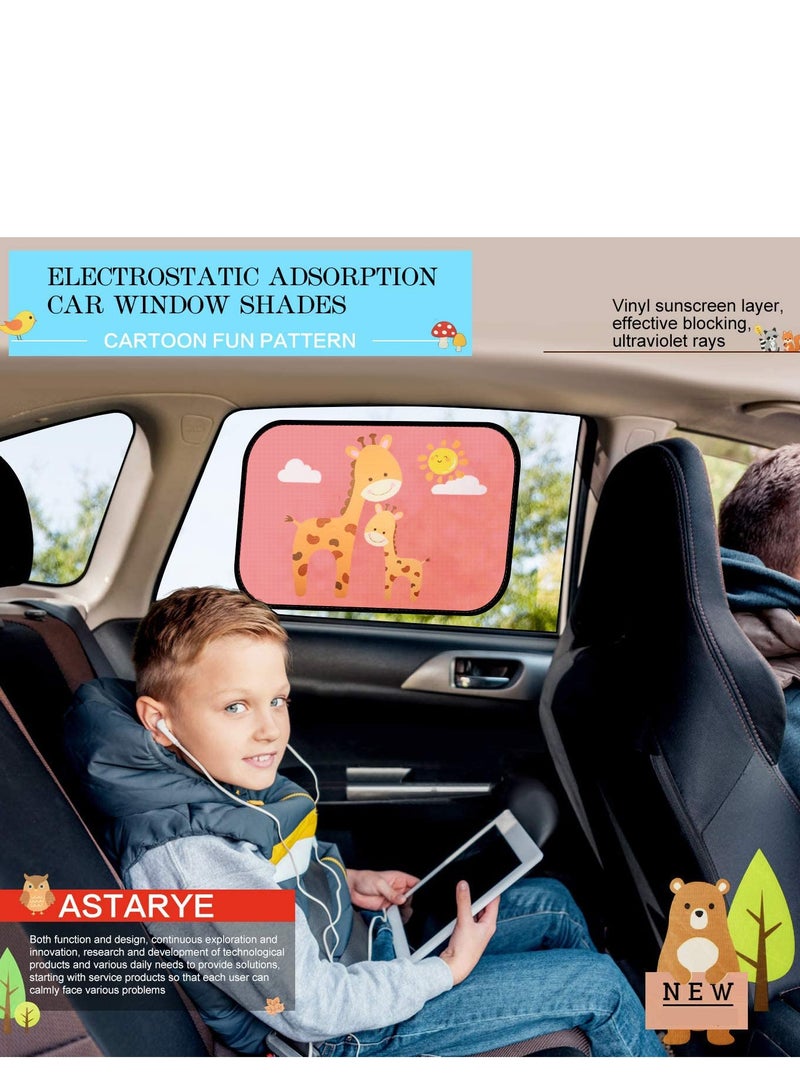 SOLARAE Car Side Window Sun Shade for Baby Kid, 2 Pcs UV Block Sunlight Protection, Cartoon Giraffefor Window Shield - Image 4