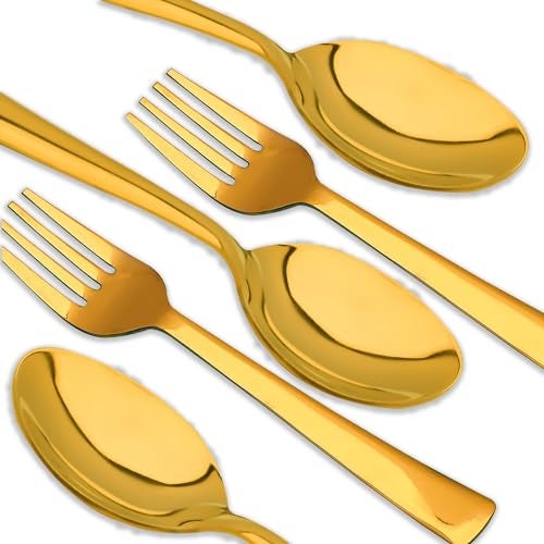 Parage 12 Pieces Stainless Steel Golden Spoon & Fork Set, 19 cm Each, Premium Cutlery Set for Home & Kitchen, PVD Gold Flatware, Elegant Dining (6 Table Spoons & 6 Table Forks) - Image 5